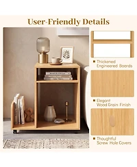 Gymax Room End and Side Tables Gymax Rolling End Table Side Storage Rack 4 Universal Wheels 2 Lockable Wheels