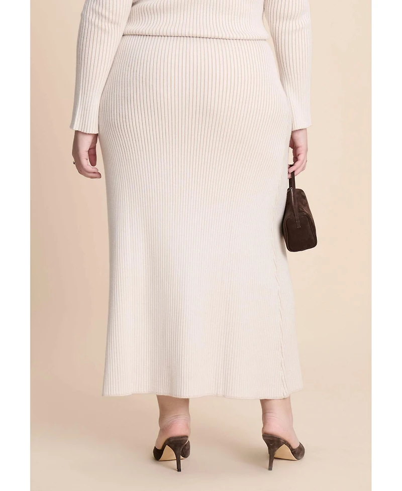 Eloquii Women's Ribbed Sweater Trumpet Maxi Skirt