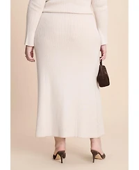 Eloquii Women's Ribbed Sweater Trumpet Maxi Skirt