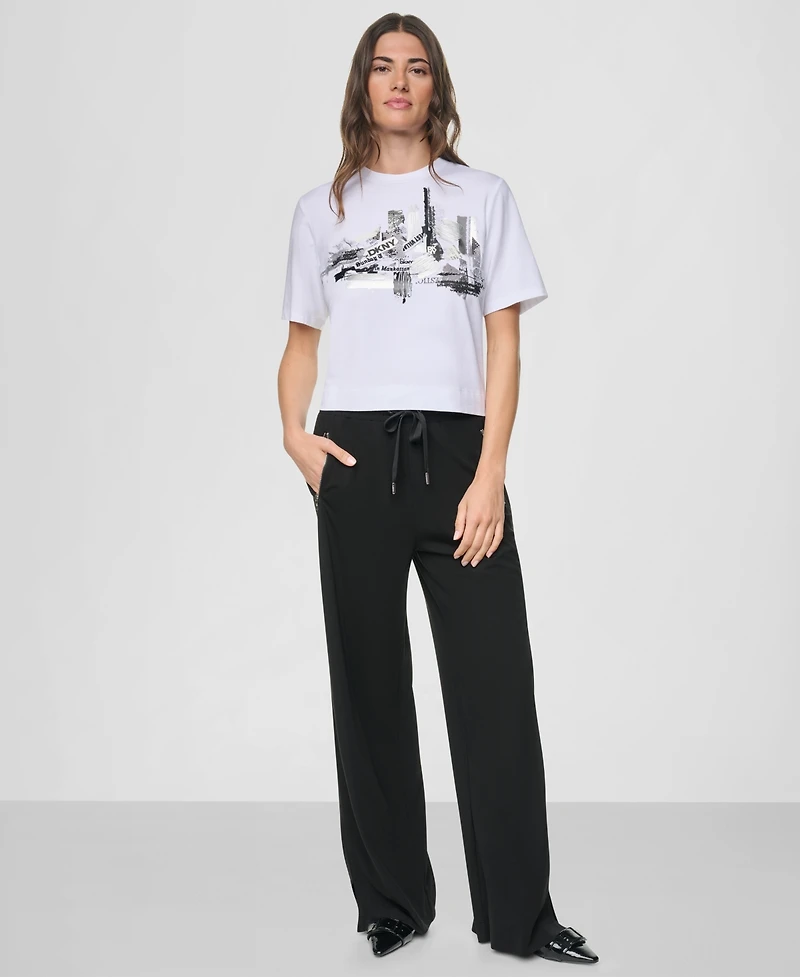 Dkny Women's Studded City Graphic Short-Sleeve T-Shirt