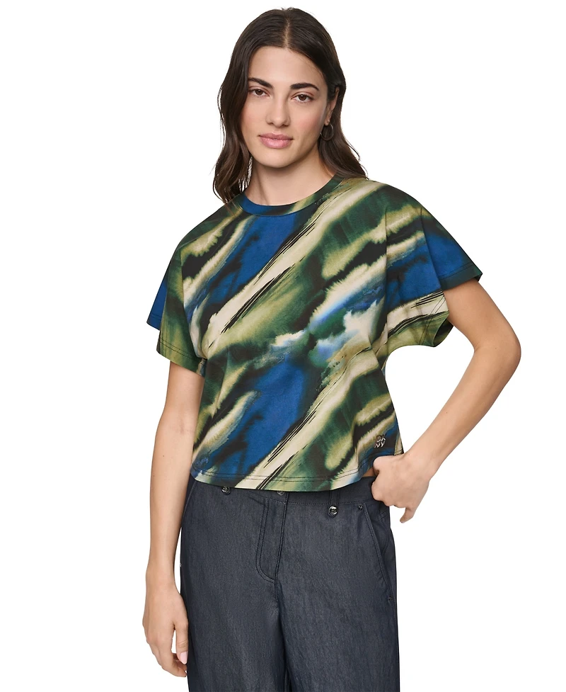 Dkny Women's Printed Wide-Sleeve T-Shirt