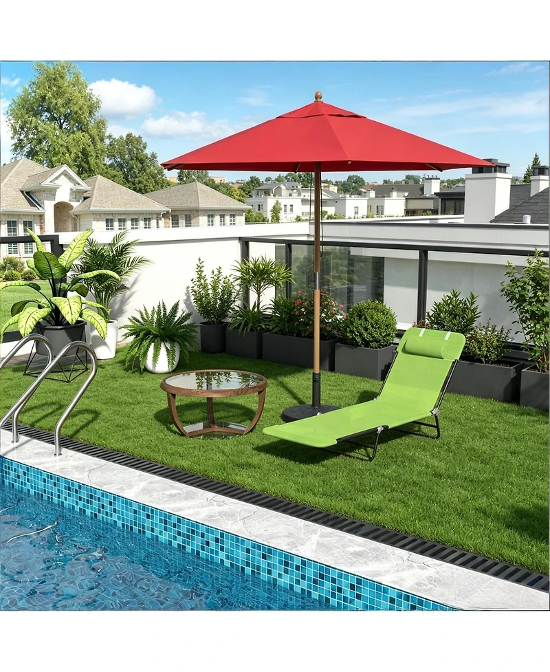 Yiortwo Outdoor Folding Chaise Lounge Chair with Reclining Back and Headrest