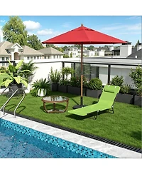 Yiortwo Outdoor Folding Chaise Lounge Chair with Reclining Back and Headrest