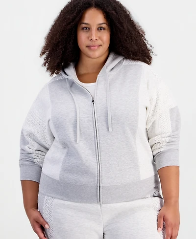 And Now This Trendy Plus Crochet Fleece Zip Hoodie, Macy's Exclusive