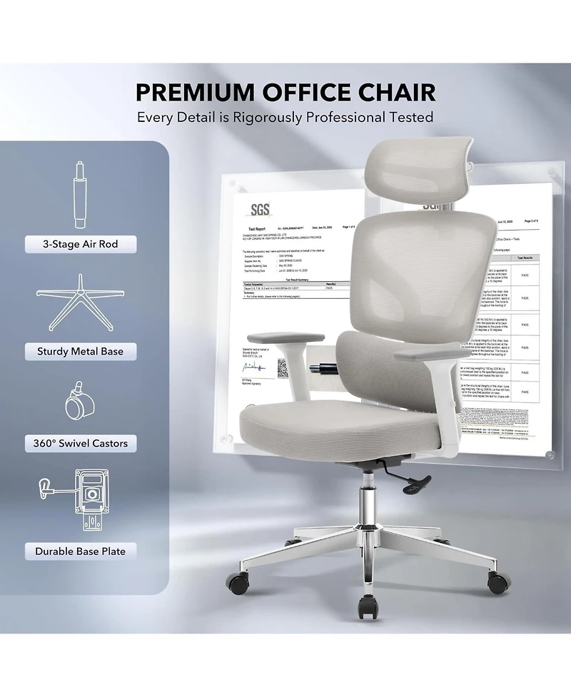 gaomon Ergonomic Office Chair, Computer Desk Chair Comfy with Adjustable Padded Headrest,Comfortable Lumbar Support and3D Armrest Gaming Chairs