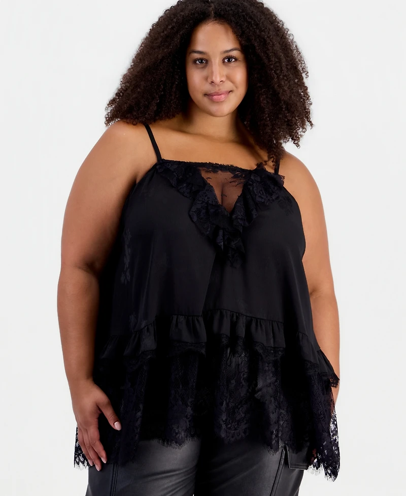 And Now This Plus Lace V-Neck Ruffle-Trim Camisole, Macy's Exclusive