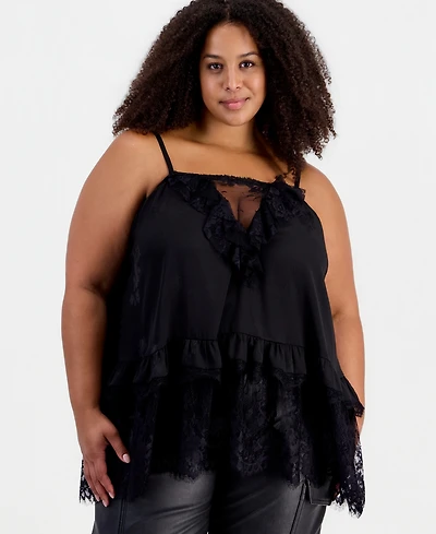 And Now This Plus Lace V-Neck Ruffle-Trim Camisole, Macy's Exclusive