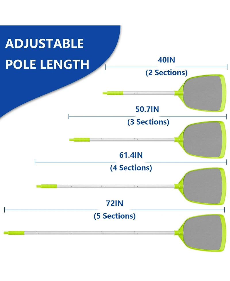 Xdovet Pool Skimmer Net Rake Pole Leaf Debris Mesh