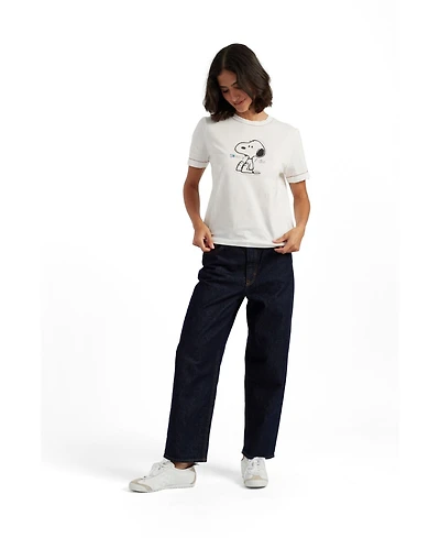 Chinti and Parker Women's Cotton Snoopy Embroidered T-Shirt