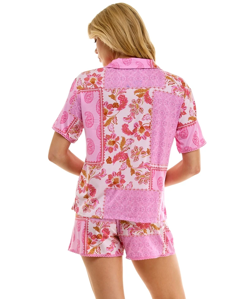 Roudelain Women's Pasha Paisley Patchwork Top & Shorts, 2-Piece Set
