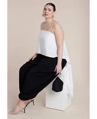 Eloquii Plus Cascading Linen Crop Women's Top