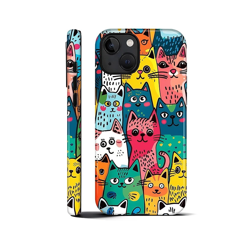 Gonez Case for iPhone 14, 2-in-1 Dual-Layer Shockproof Protection, Funny Cat Art Glossy