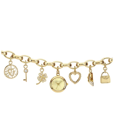 Anne Klein Women's Quartz Gold-Tone Multi-Charm Bracelet Watch 20mm x 20mm
