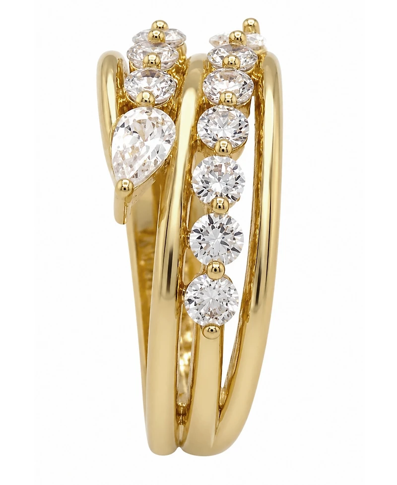 And Now This Cubic Zirconia Gold-Tone Plated Graduated Stone Bypass Ring