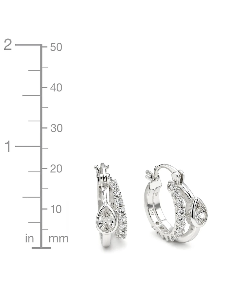 And Now This Cubic Zirconia Fine Silver-Tone Plated Double Hoop Earrings
