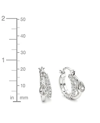 And Now This Cubic Zirconia Fine Silver-Tone Plated Double Hoop Earrings