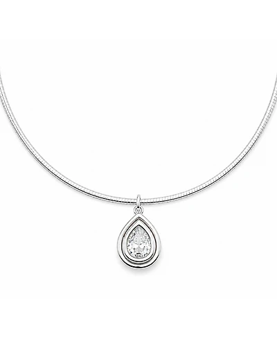 And Now This Cubic Zirconia Fine Silver-Tone Plated Slider Pendant Necklace