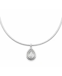 And Now This Cubic Zirconia Fine Silver-Tone Plated Slider Pendant Necklace