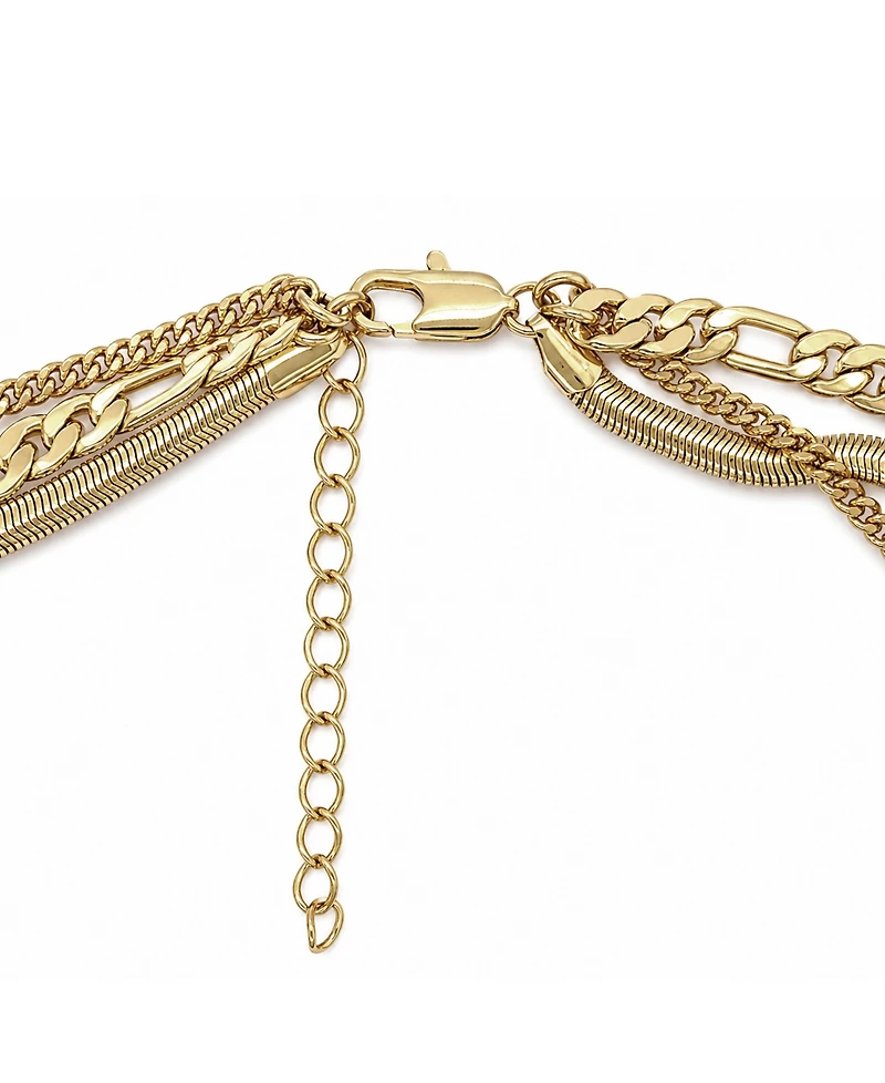 And Now This Cubic Zirconia Gold-Tone Plated Triple Strand Chain Necklace
