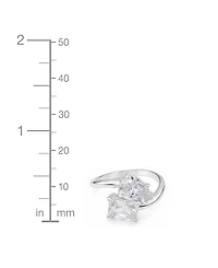 and Now This Cubic Zirconia Fine Silver-Tone Plated You Me Bypass Ring