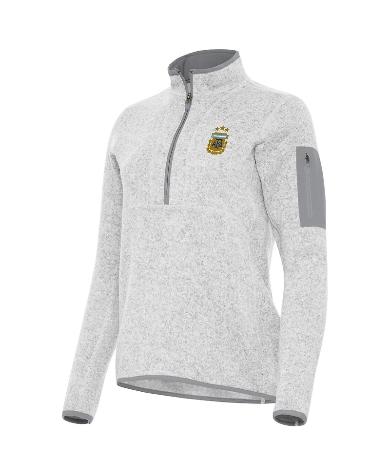 Antigua Women's Heather Gray Argentina National Team Fortune Half-Zip Pullover Jacket