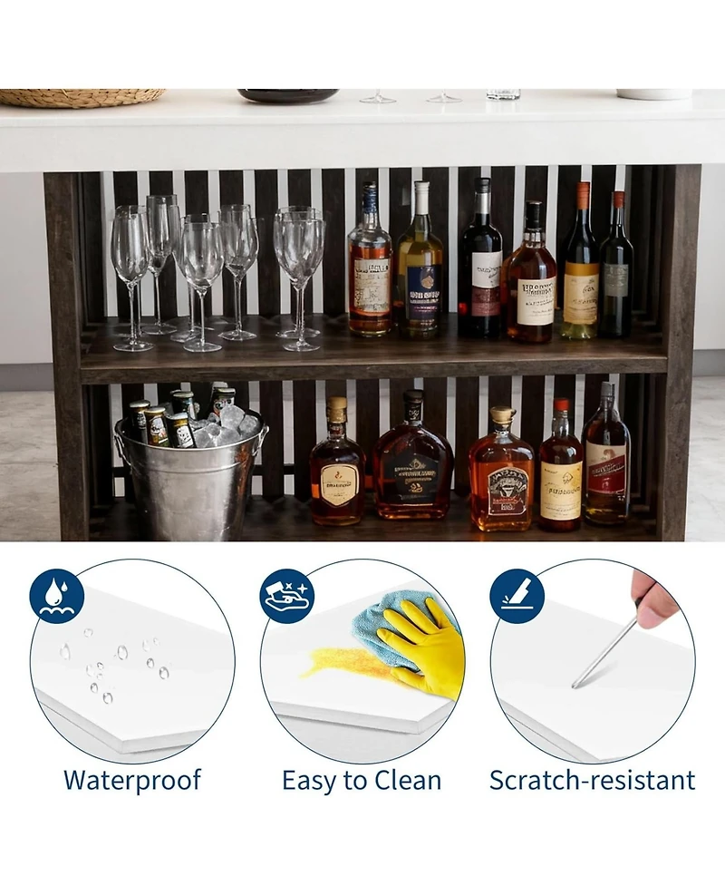 gaomon 63" Home Bar Table, Mini Coffee Bar Pub Table with 2-Tier Storage, Footrest, Kitchen Islands for Dining Room, Bistro