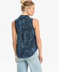 I.n.c. International Concepts Women's Paisley Sleeveless Button-Down Blouse, Created for Macy's