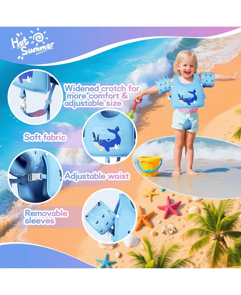 Aofar Swim Vest Floaties Kids Adjustable Arm Jacket 1-7 Years