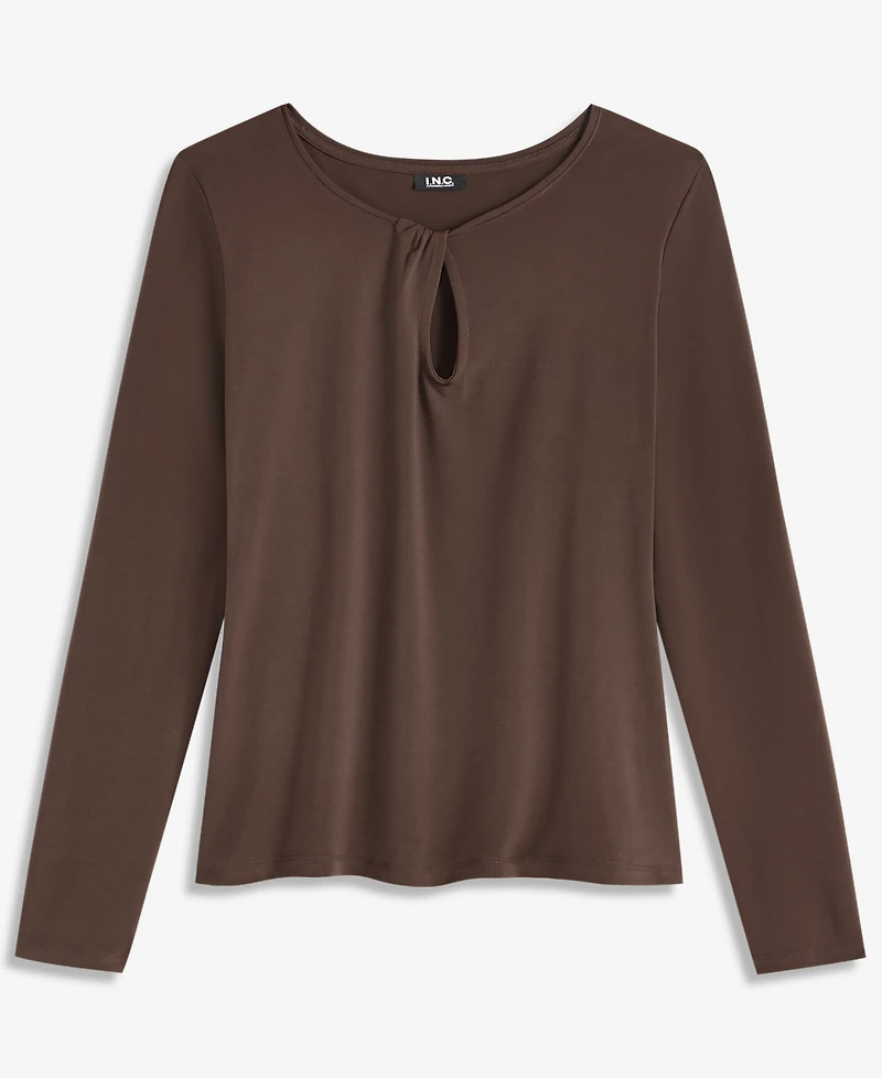 I.n.c. International Concepts Women's Long-Sleeve Keyhole Twist Top, Macy's Exclusive