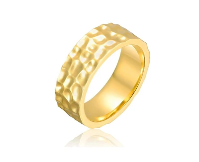 Rachel Glauber Bold 14K Gold Plated Radiant Hammered Texture Band Ring