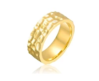 Rachel Glauber Bold 14K Gold Plated Radiant Hammered Texture Band Ring