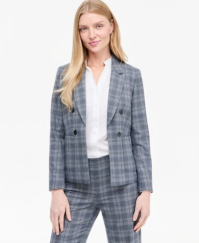 Jones New York Women's Plaid Notch Collar Jacket