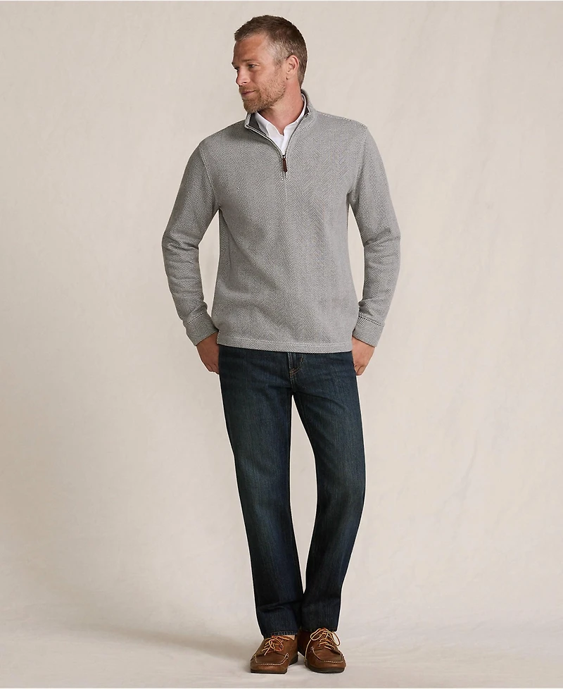 Lands' End Big & Tall Bedford Rib Casual Quarter Zip Sweater