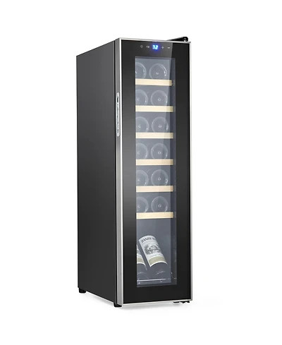 gaomon Freestanding Compressor Wine Fridge 14 Bottle Capacity Digital Temperature Control 41–64degree(-s)F Uv-Blocking Glass Door for Car,Bar