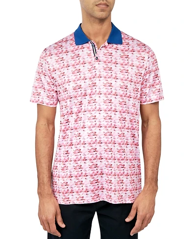 Society of Threads Men's Regular Fit Fish Print Performance Polo