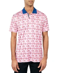 Society of Threads Men's Regular Fit Fish Print Performance Polo
