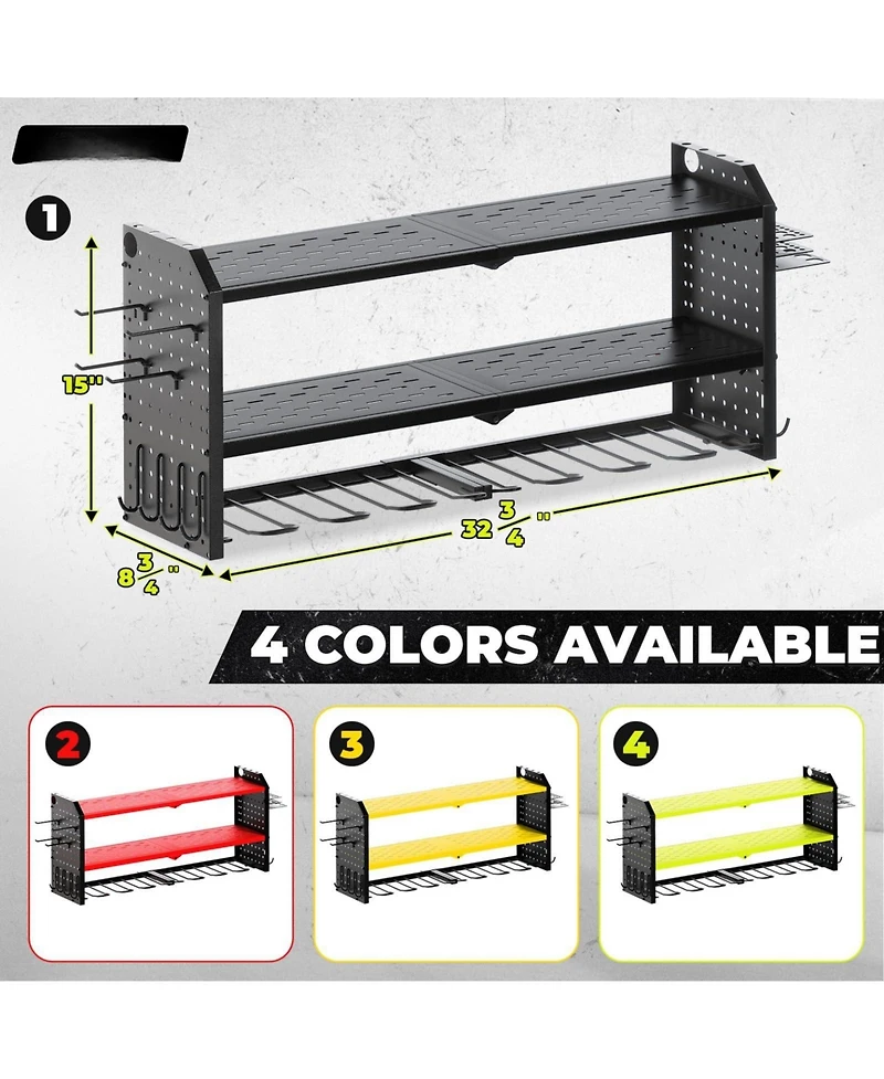 Xdovet Power Tool Organizer Wall Mount Metal Rack with Hooks and Shelves