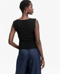 I.n.c. Women's Solid Mesh Ruched Tank, Macy's Exclusive
