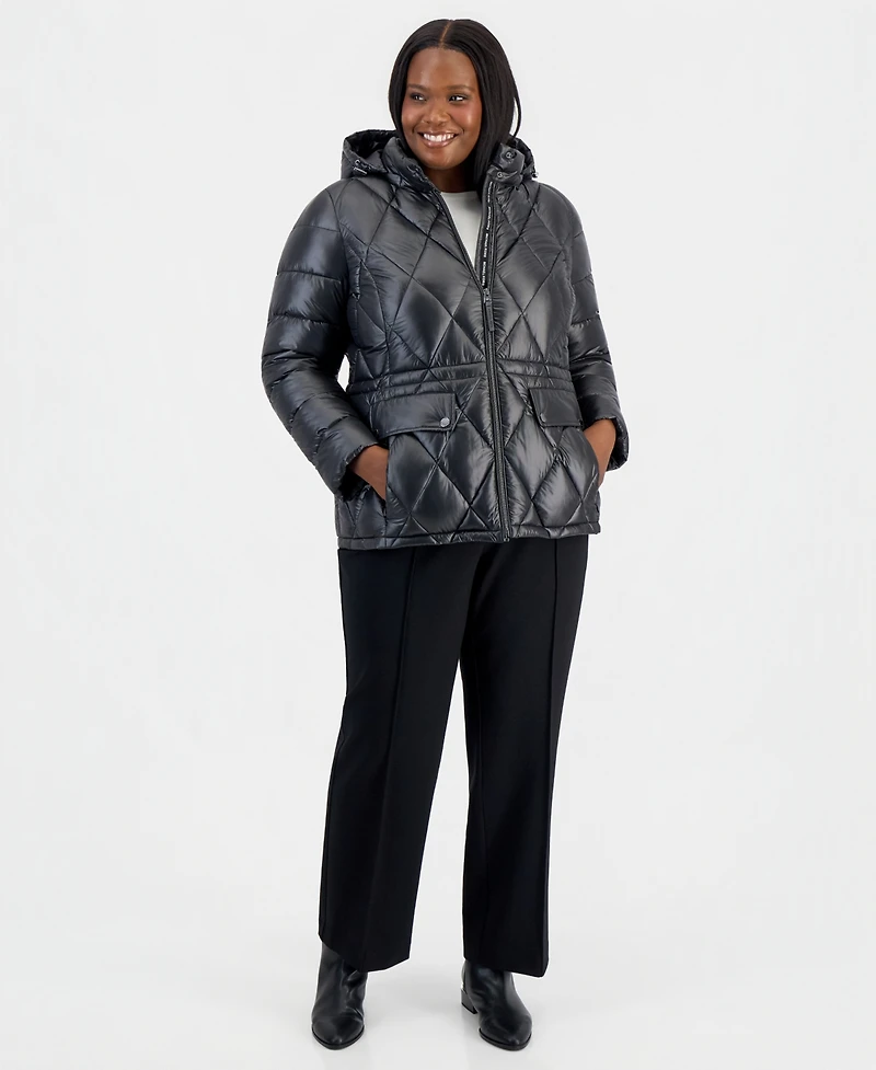 Michael Kors Plus Hooded Anorak Packable Puffer Coat, Macy's Exclusive