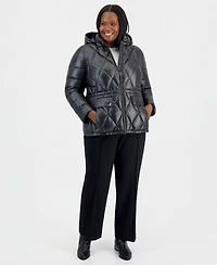 Michael Kors Plus Hooded Anorak Packable Puffer Coat, Macy's Exclusive