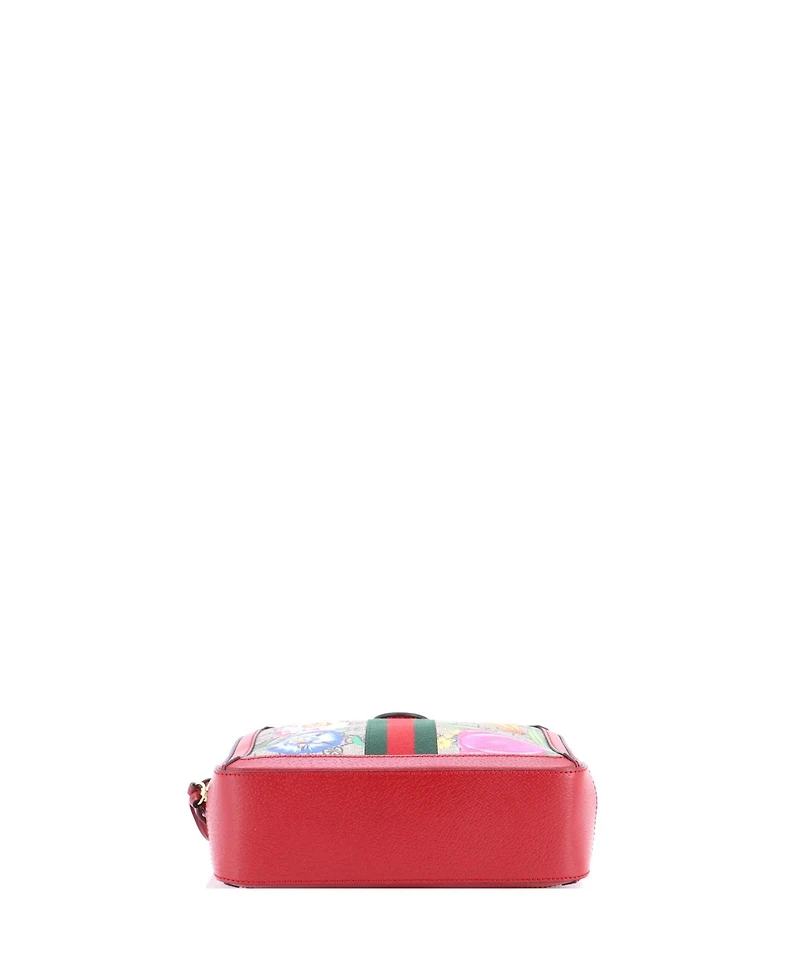 Pre-Owned Gucci Small Ophidia Zip Around Camera Bag Flora Gg Coated Canvas