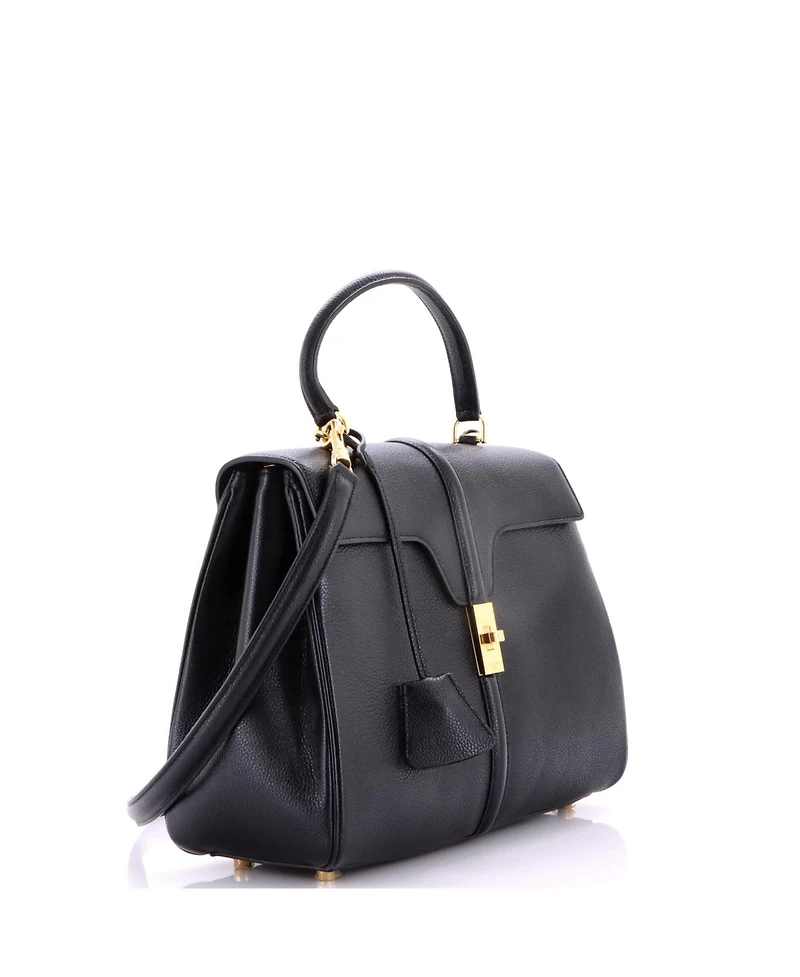 Pre-Owned Celine Medium 16 Top Handle Bag Grained Calfskin