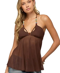 Edikted Women's Alesi Beaded Tie Back Top