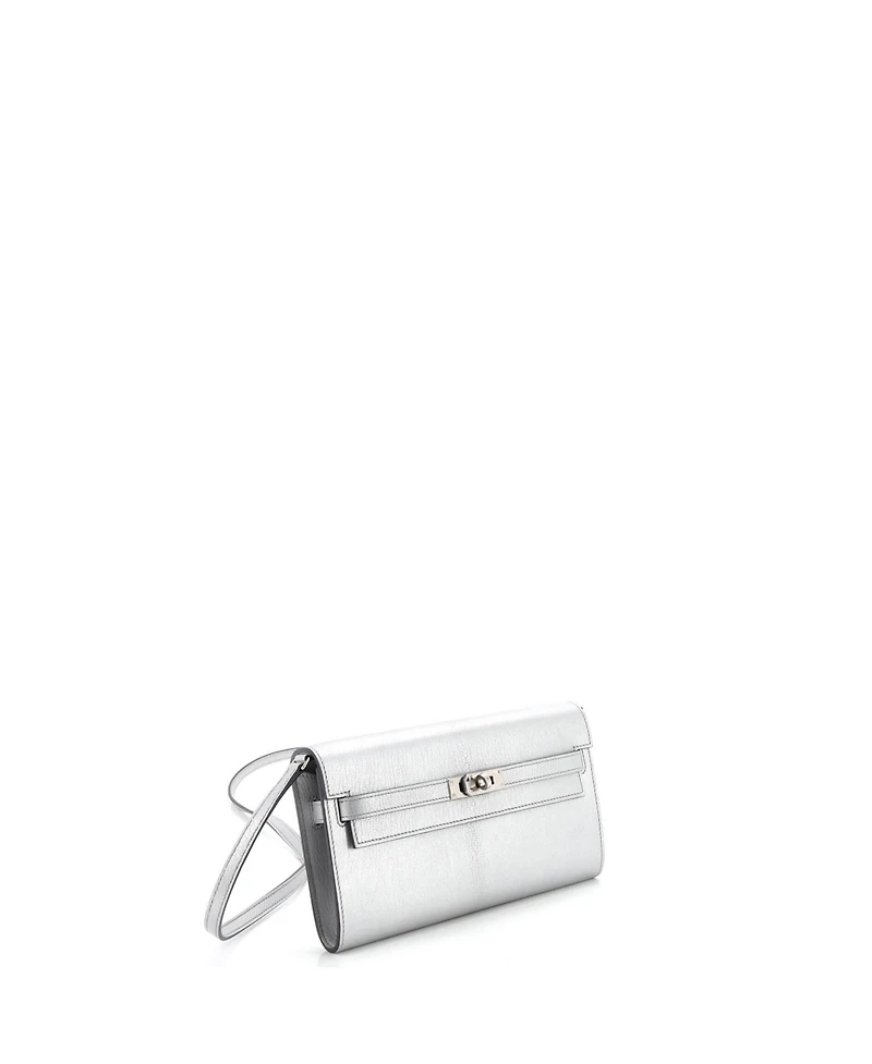 Pre-Owned HERMES Kelly To Go Wallet Metallic Chevre Chamkilight