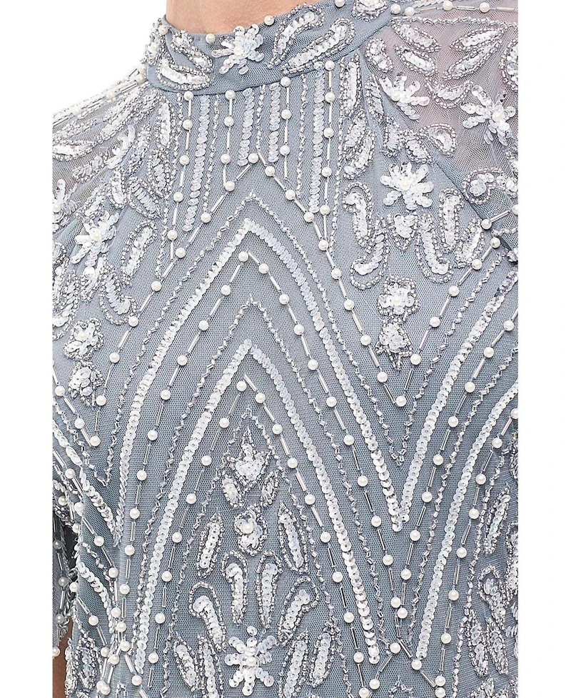 Beauut Women's Embellished Sequins High Neck Gown