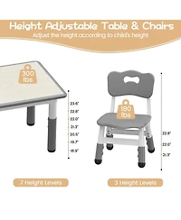 gaomon Height Adjustable Kids Table and 4 Chairs Set Multi-Activity Study Table with Graffiti Desktop for Ages 2-8