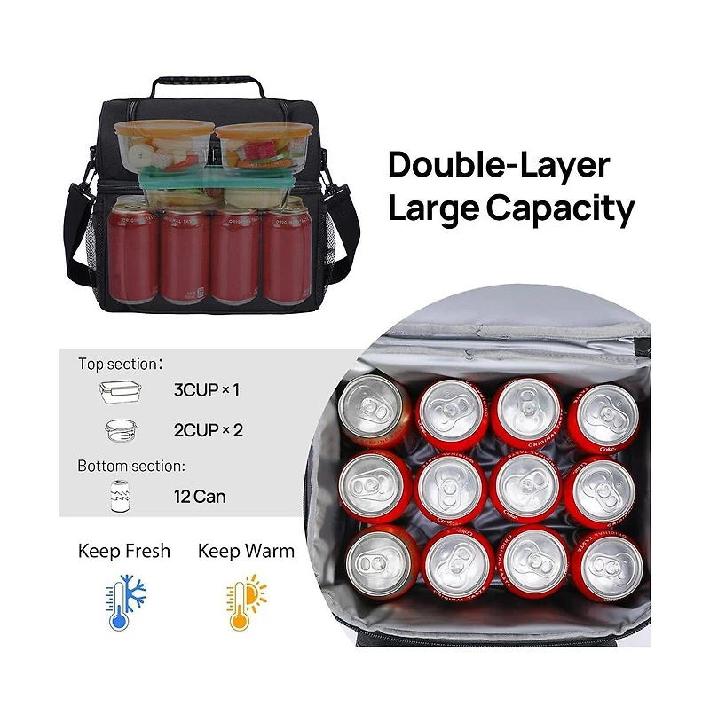 Cowin Camping Cooler Bag14.5L Lunch Box for Men Women Portable Coolers Bag Lunchbox Insulated Crossbody Bag Work Beach Travel