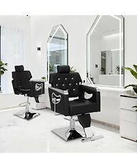 gaomon Reclining Salon Chair for Hair Stylists, Hydraulic Barber Chair with Pu Leather, High-Density Sponge Cushion, Adjustable Height, 360degree(s)