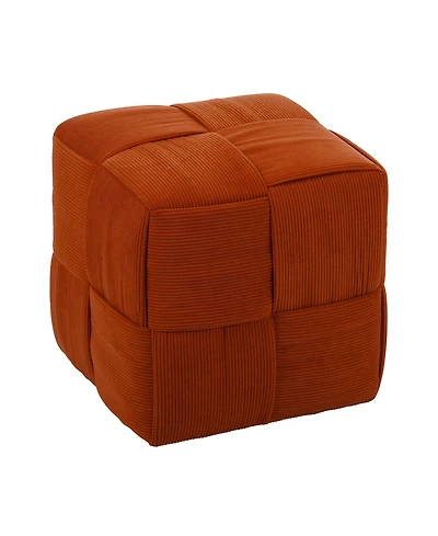 sumyeg Square Corduroy Ottoman Footrest with Woven Design for Living Room Seating