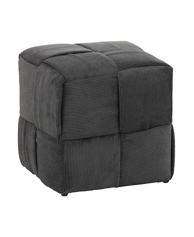 sumyeg Square Corduroy Ottoman Footrest with Woven Design for Living Room Seating